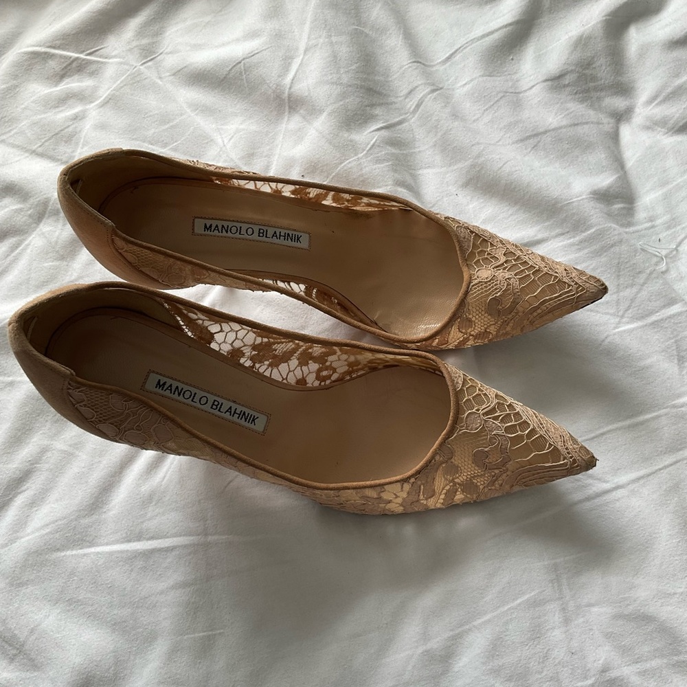 Manolo Blahnik Lace Pumps STEAL!